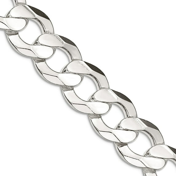 925 Sterling Silver Solid 13.8mm Concave Beveled Curb Chain Necklace 20 Inch Chain Necklace for Women and Men
