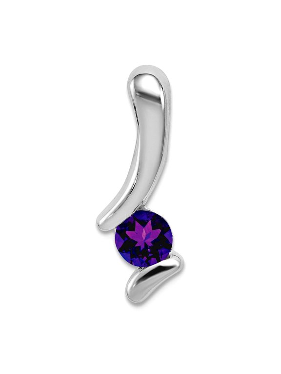 925 Sterling Silver Solid Amethyst Pendant Necklace 22x7mm Wide Pendant for Women