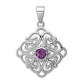 thumbnail image 1 of 925 Sterling Silver Solid Oxidized Amethyst Pendant Necklace 33x23mm Wide Pendant for Women, 1 of 2