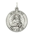 thumbnail image 1 of 925 Sterling Silver Solid Oxidized Antiqued Saint Peter Medal Pendant Necklace 31x21mm Wide Pendant for Women, 1 of 2