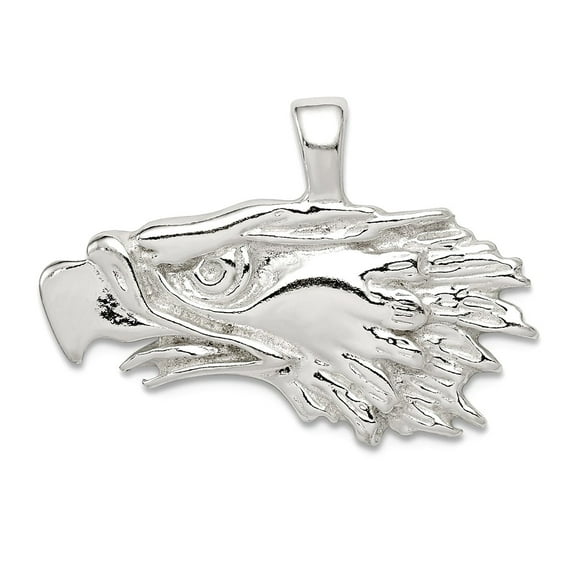 925 Sterling Silver Solid Oxidized Eagle Pendant Necklace 19x28mm Wide Pendant for Women - 3.3 Grams