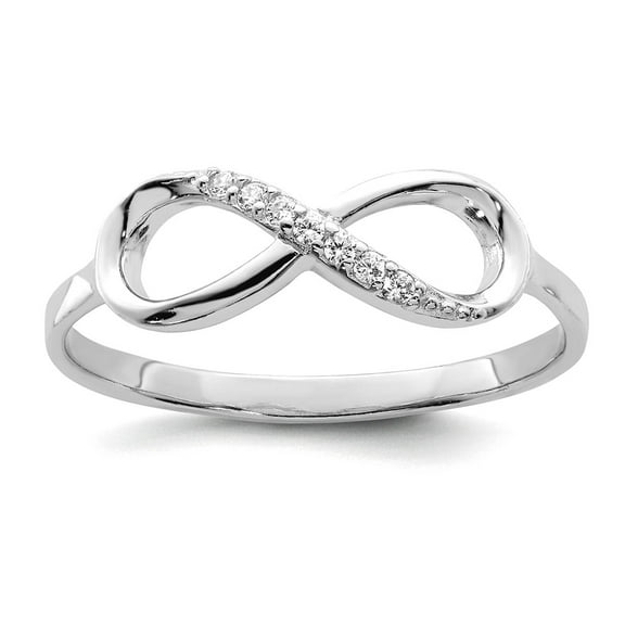 925 Sterling Silver Solid Back Polished Cubic Zirconia Infinity Ring Size 8 1.8mm Wide Ring for Women