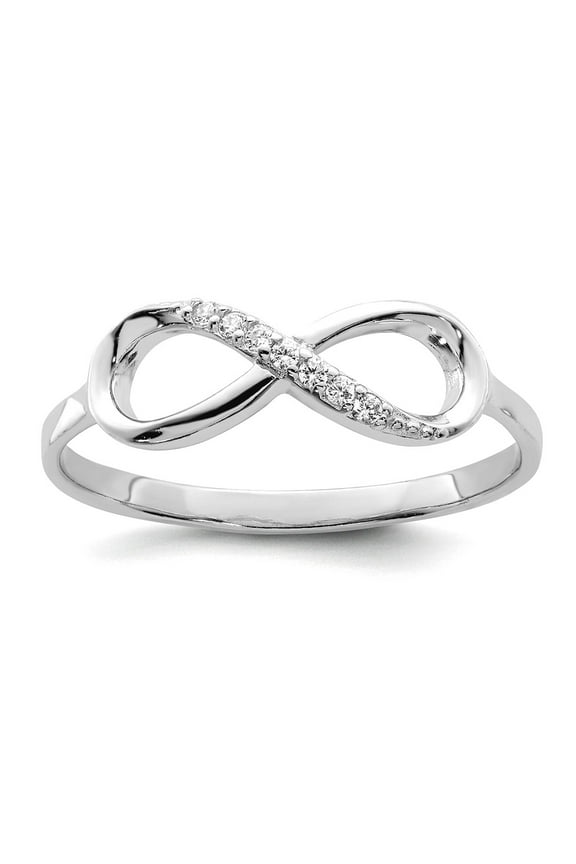 925 Sterling Silver Solid Back Polished Cubic Zirconia Infinity Ring Size 8 1.8mm Wide Ring for Women