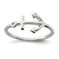 thumbnail image 1 of 925 Sterling Silver Solid Back Polished Nautical Ship Mariner Anchor Ring Size 8 1.3mm Wide-Ring for Women, 1 of 2