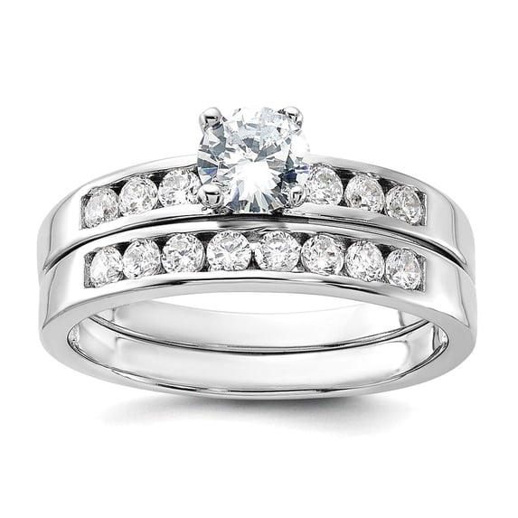 925 Sterling Silver Solid Cubic Zirconia Ring Set Size 6 Ring for Women