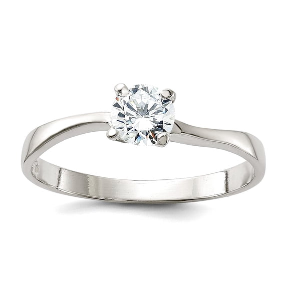 925 Sterling Silver Solid Cubic Zirconia Ring Size 6 2mm Wide Ring for Women