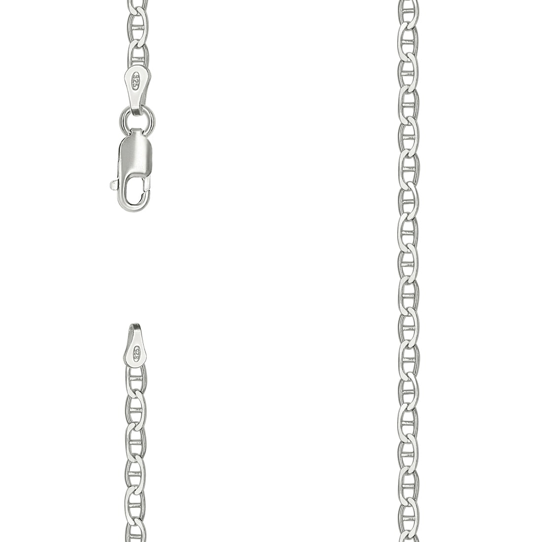 925 Sterling Silver Solid Classic Mariner Chain Silver 2mm Anklet 9 Inch Anklet for Women and Men