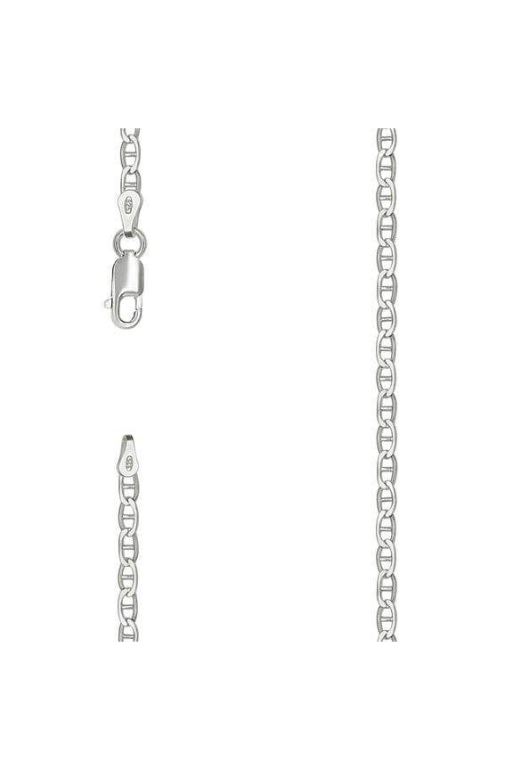 925 Sterling Silver Solid Classic Mariner Chain Silver 2mm Necklace 22 Inch Chain Necklace for Women and Men