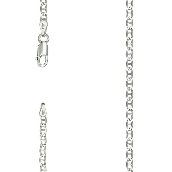 925 Sterling Silver Solid Classic Mariner Chain Silver 2mm Necklace 24 Inch Chain Necklace for Women and Men