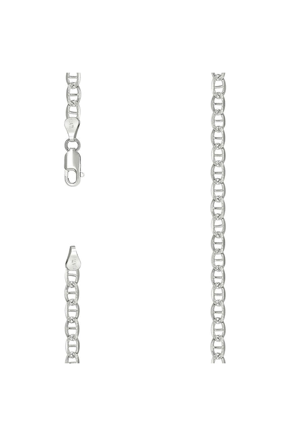 925 Sterling Silver Solid Classic Mariner Chain Silver 3mm Necklace 16 Inch Chain Necklace for Women and Men