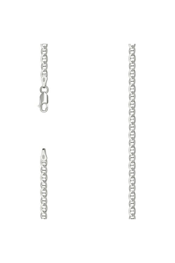925 Sterling Silver Solid Classic Mariner Chain Silver 3mm Necklace 24 Inch Chain Necklace for Women and Men