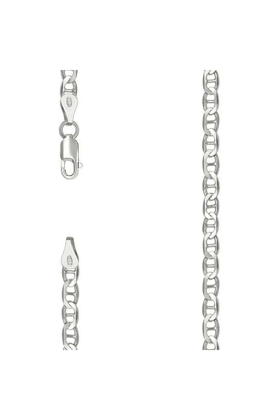 925 Sterling Silver Solid Classic Mariner Chain Silver 4mm Anklet 9 Inch Anklet for Women and Men