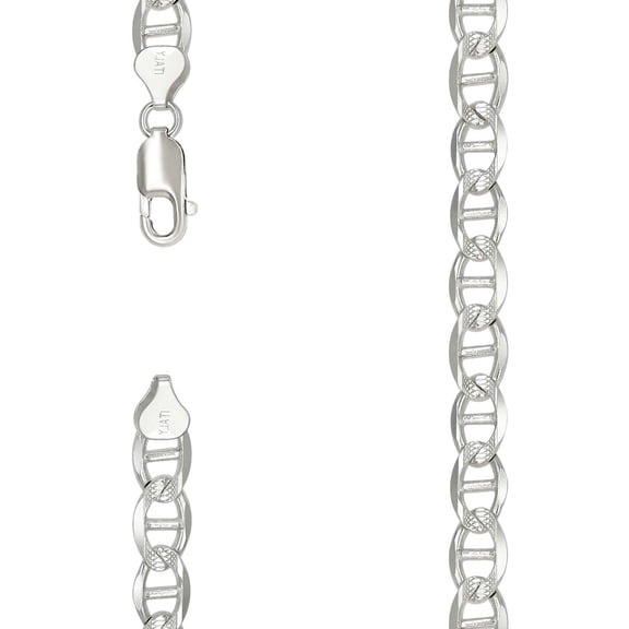 925 Sterling Silver Solid Classic Mariner Chain Silver 7mm Anklet 9 Inch Anklet for Women and Men