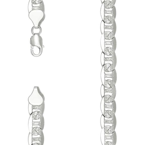 925 Sterling Silver Solid Classic Mariner Chain Silver 9.5mm Anklet 9 Inch Anklet for Women and Men