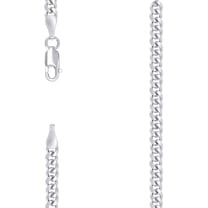 925 Sterling Silver Solid Comfort Curb Chain Rhodium 3.5mm Bracelet 7 Inch Link Bracelet for Women and Men