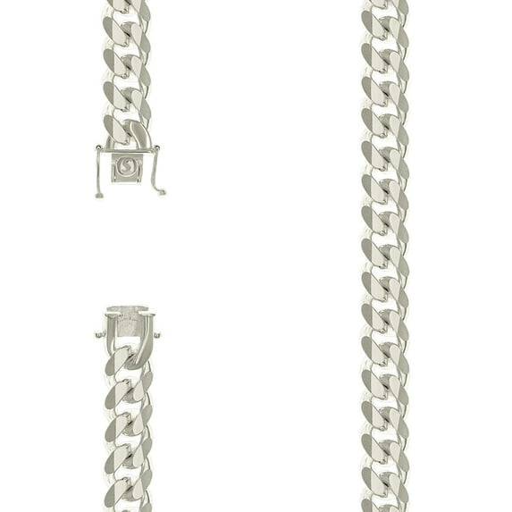925 Sterling Silver Solid Comfort Curb Chain Silver 11.8mm Necklace 20 Inch Chain Necklace for Women and Men