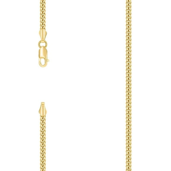 925 Sterling Silver Solid Comfort Curb Chain Yellow 2.6mm Necklace 22 Inch Chain Necklace for Women and Men