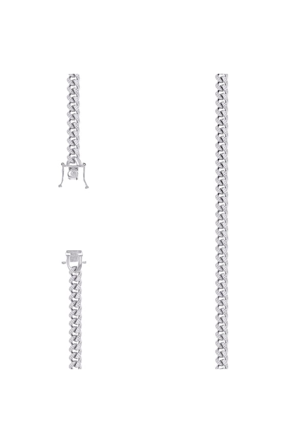 925 Sterling Silver Solid Comfort Curb Pyramid Chain Rhodium 6.3mm Bracelet 7 Inch Link Bracelet for Women and Men