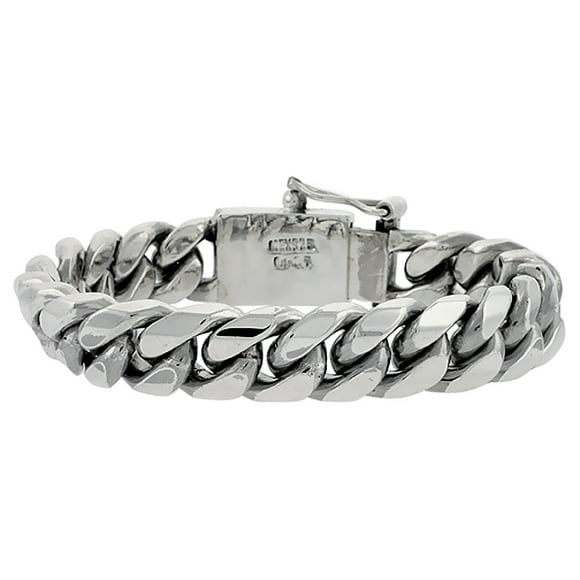 925 Sterling Silver Solid Cuban Link Bracelet 12.7mm