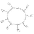 thumbnail image 1 of 925 Sterling Silver Solid Dangling Puffy Baby Giraffe Charm Bracelet 17mm, 1 of 1