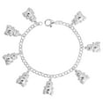 thumbnail image 1 of 925 Sterling Silver Solid Dangling Puffy Teddy Bear Charm Bracelet 19mm, 1 of 1