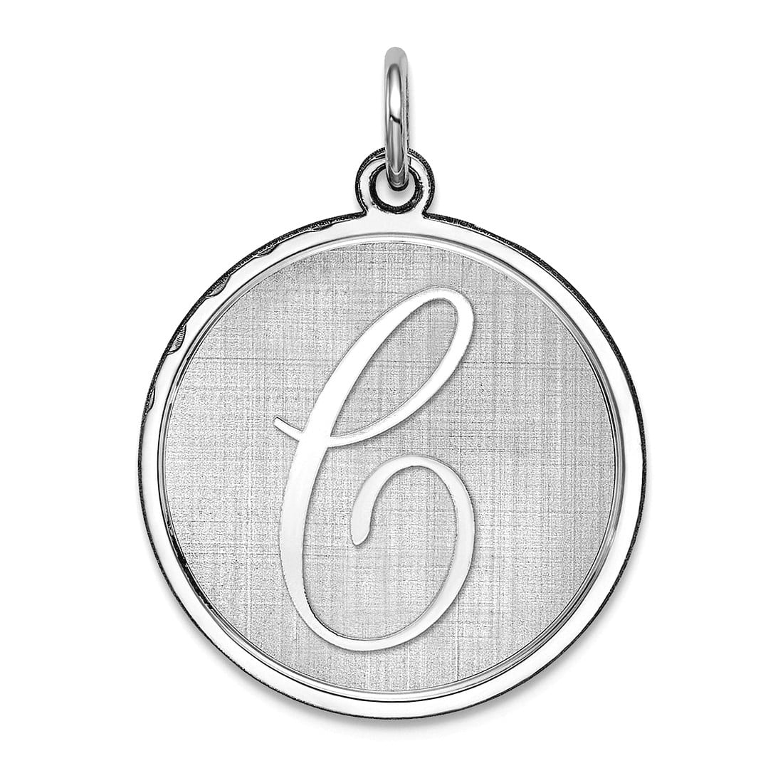 925 Sterling Silver Solid Polished back Brocaded Letter Name Personalized Monogram Initial C Charm 27x20mm Wide Pendant