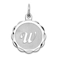 thumbnail image 1 of 925 Sterling Silver Solid Polished back Brocaded Letter Name Personalized Monogram Initial W Charm 22x16mm Wide Pendant, 1 of 2
