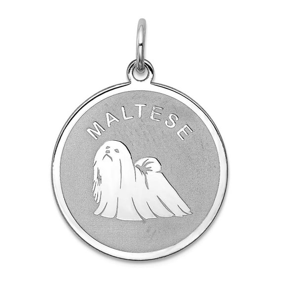 925 Sterling Silver Solid Faceted Laser Etched Maltese Disc Charm 26x19mm Wide Pendant Necklace for Women