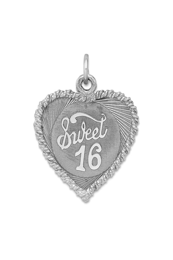 925 Sterling Silver Solid Faceted Polished Sweet Sixteen Disc Charm 29x19mm Wide Pendant Necklace for Women