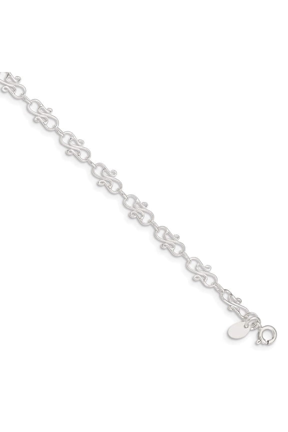 925 Sterling Silver Solid Fancy Polished Anklet 10 Inch Spring-Ring 6mm Wide Anklet for Women