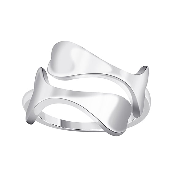 925 Sterling Silver Solid Front Open Women Silver Ring Jewelry