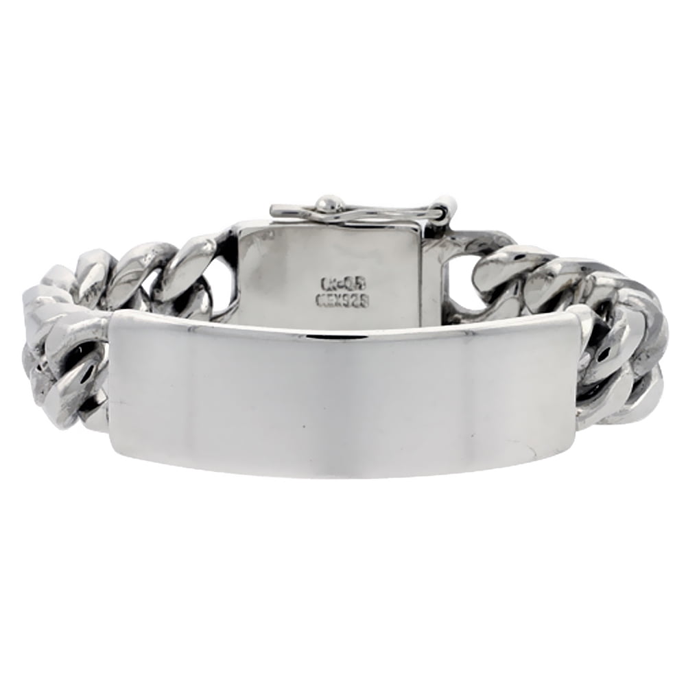 925 Sterling Silver Solid Heavy Cuban Curb Link ID Bracelet
