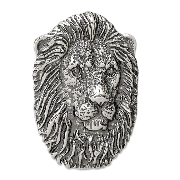 925 Sterling Silver Solid Hidden bail Oxidized Antiqued Lion Head Pendant Necklace 41x25mm Wide Pendant for Women