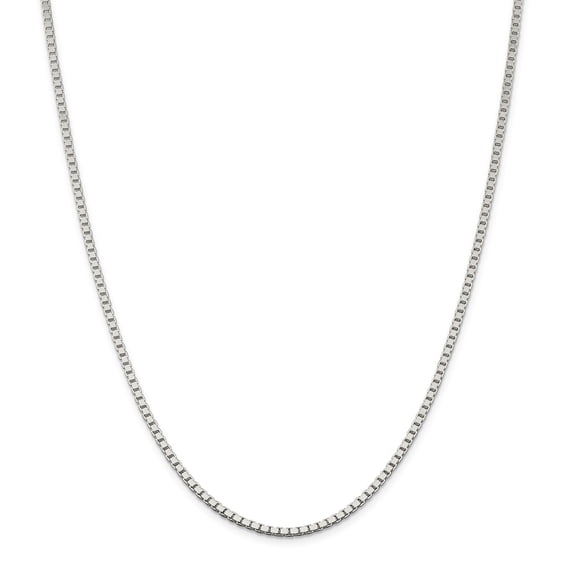 925 Sterling Silver Solid High Polished 2.5mm Plain Box Chain w/ Lobster Clasp - 24"