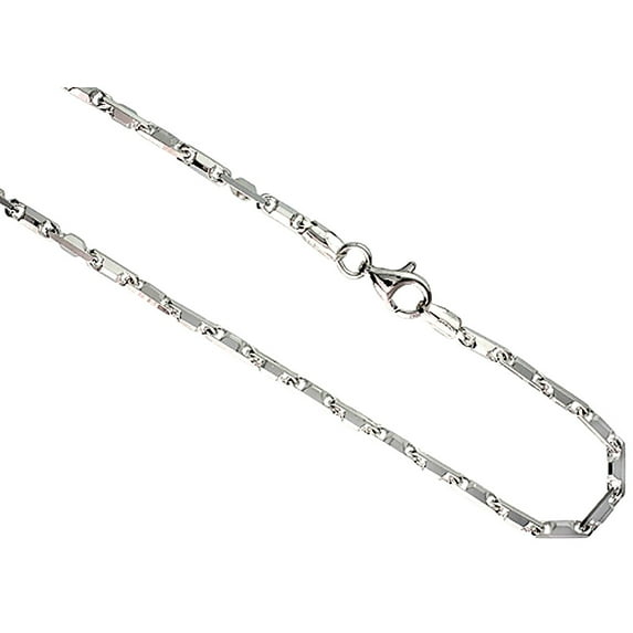 925 Sterling Silver Solid Italian Beveled Edges Baht Chain Necklace 2.5mm