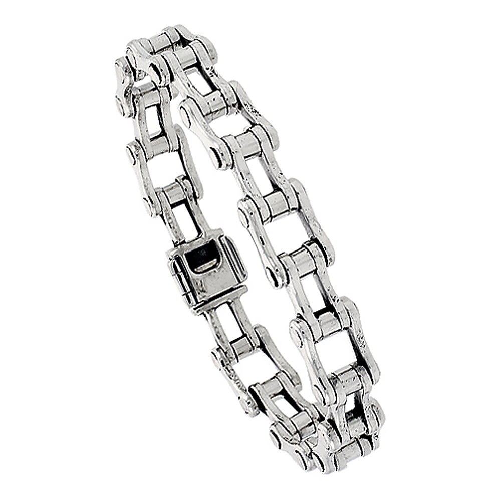 Amazon.com: Sterling Silver Bicycle Chain Bracelet Handmade 1/2 inch (14  mm) Very Wide, 8 inch (20.4 cm): Link Bracelets: Clothing, Shoes & Jewelry