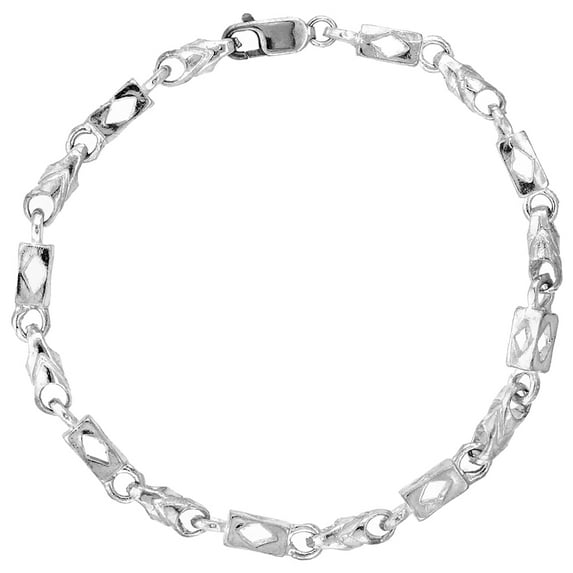 925 Sterling Silver Solid Italian Bullet Chain Link Necklace 5.5mm