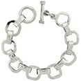 thumbnail image 1 of 925 Sterling Silver Solid Italian Cushion Cut Out Link Bracelet 19mm, 1 of 1