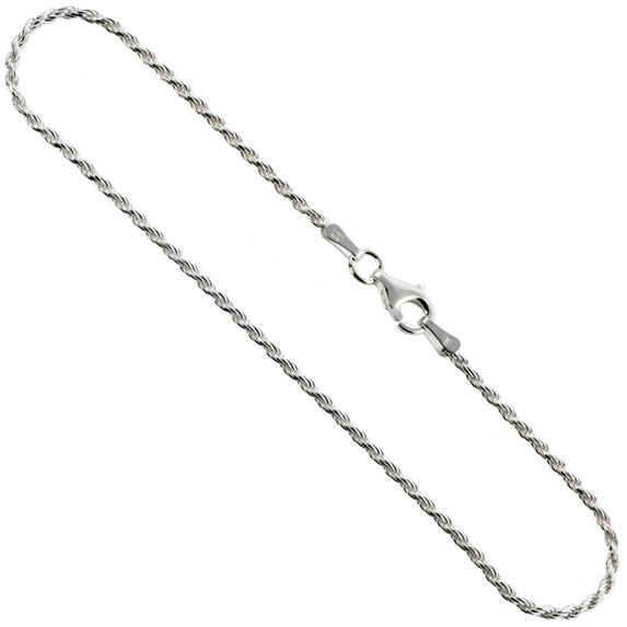 925 Sterling Silver Solid Italian Diamond Cut Rope Chain Bracelet 1.5mm