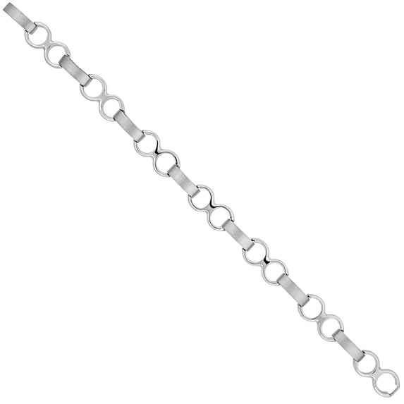925 Sterling Silver Solid Italian Fancy Circles Link Bracelet 9.5mm