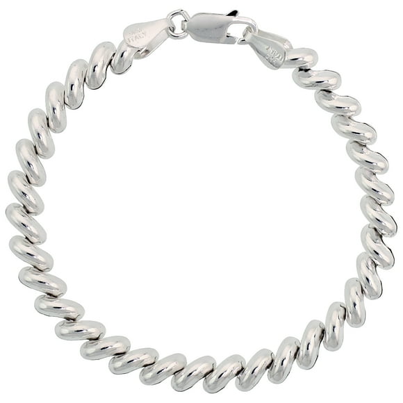 925 Sterling Silver Solid Italian Fancy San Marco Chain Bracelet 6mm