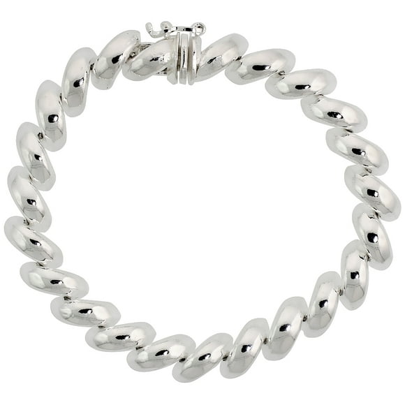 925 Sterling Silver Solid Italian Fancy San Marco Chain Bracelet 8mm