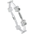 thumbnail image 1 of 925 Sterling Silver Solid Italian Fancy Stampato Flower Chain Necklace 11mm, 1 of 1