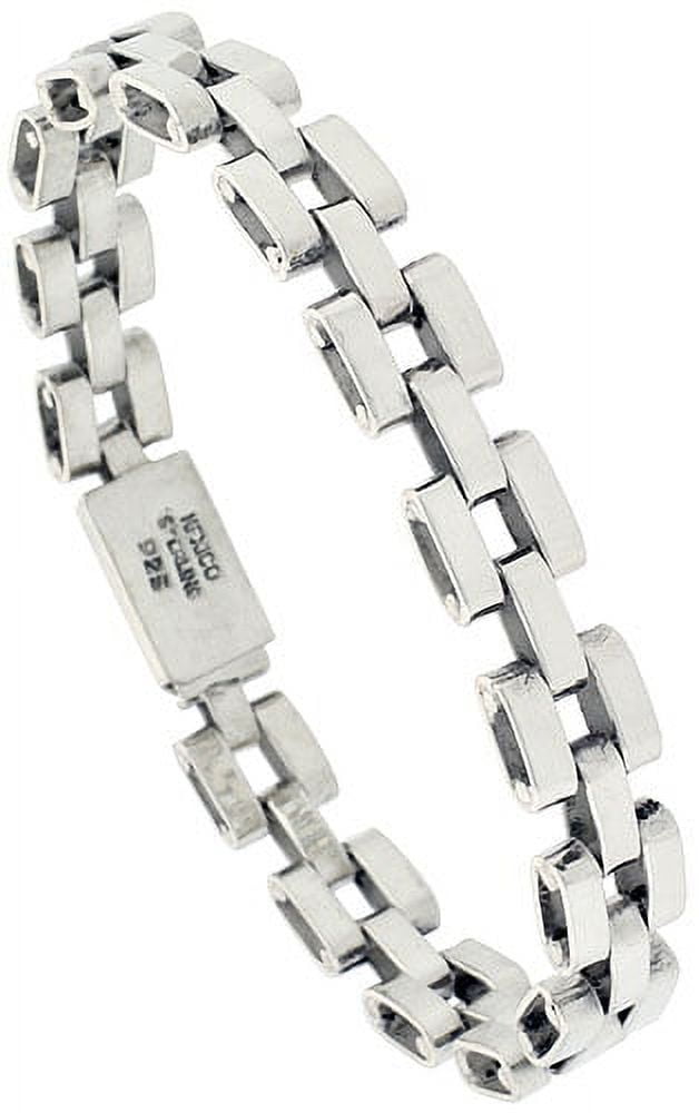 925 Sterling Silver Solid Italian Figaro Link Bracelet 9.5mm - Walmart.com