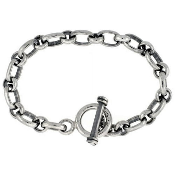 925 Sterling Silver Solid Italian Round & Oval Link Bracelet
