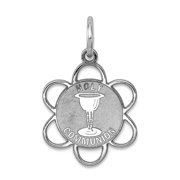 925 Sterling Silver Solid Laser Etched Holy Communion Disc Charm Pendant Necklace for Women