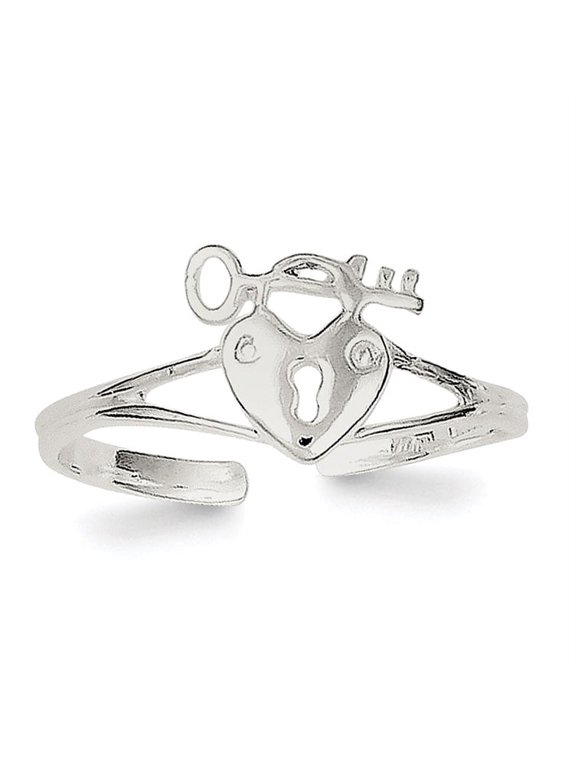 Sterling Silver Heart Lock and Key Toe Ring
