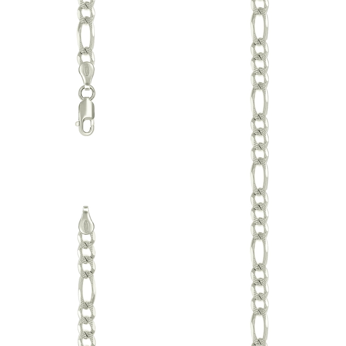925 Sterling Silver Solid Pave Classic Figaro Silver Plated 5.0mm Anklet 9 Inch Anklet for Women