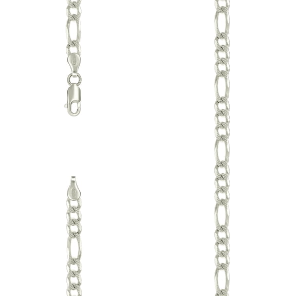 925 Sterling Silver Solid Pave Classic Figaro Silver Plated 5.0mm Anklet 9 Inch Anklet for Women