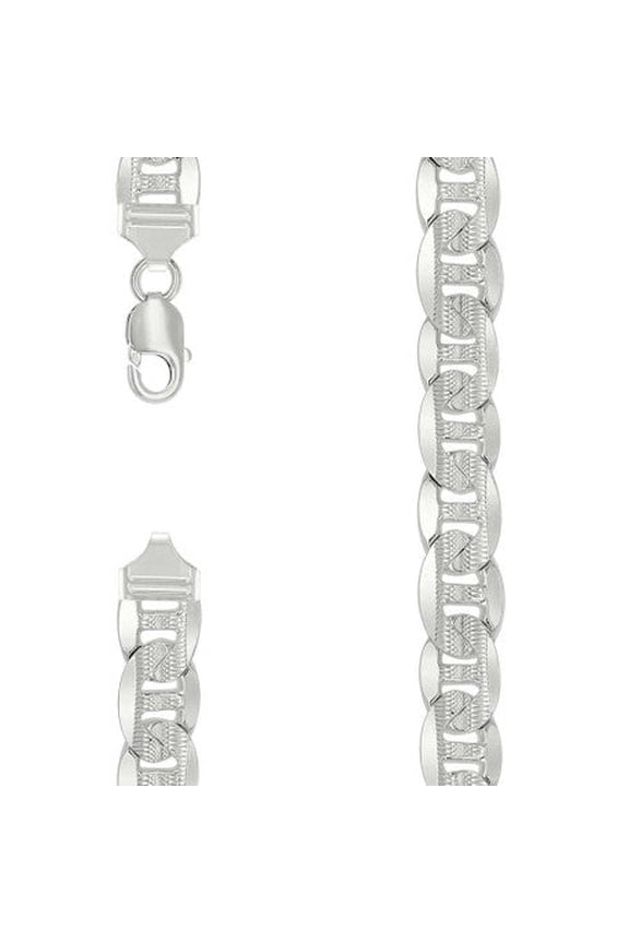 925 Sterling Silver Solid Pave Classic Mariner Chain 11mm | Exclusive Jewelers - 22" Inch